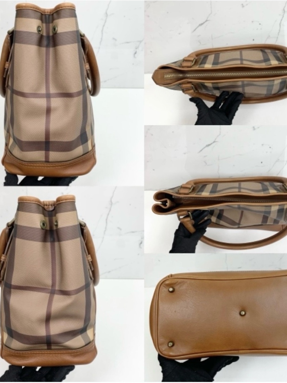 Burberry BROWN PVC/LEATHER LONDON
CHECKERED SHOULDER BAG - Picture 3 of 7